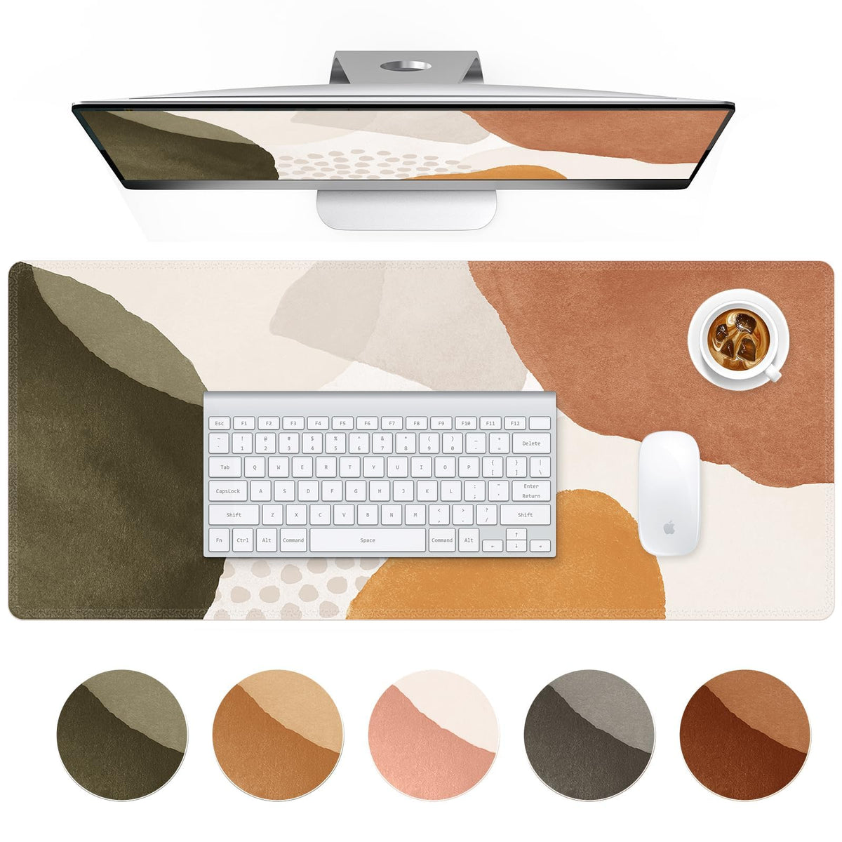 HAOCOO Boho Desk Mat, XL Non-Slip Mouse Pad for Office(Brown& Beige)