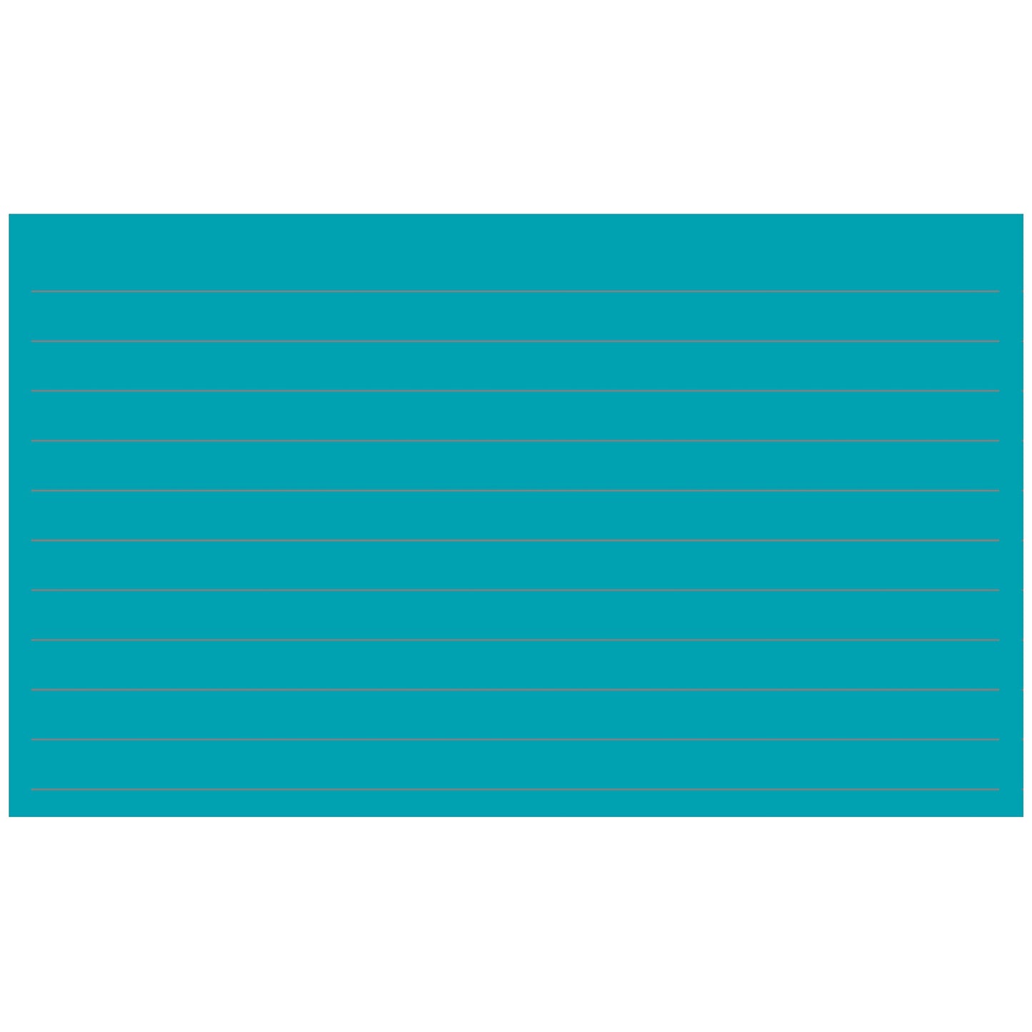 Colonial Cards: 150 Color Cardstock 3" x 5" Index Cards, Teal, Lined Landscape Format