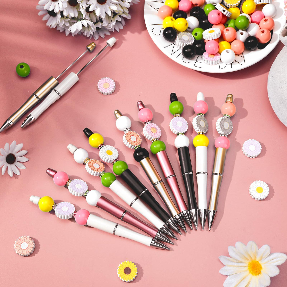 Colarr 197 Pcs Beadable Pens DIY Pen Making Kit, Daisy