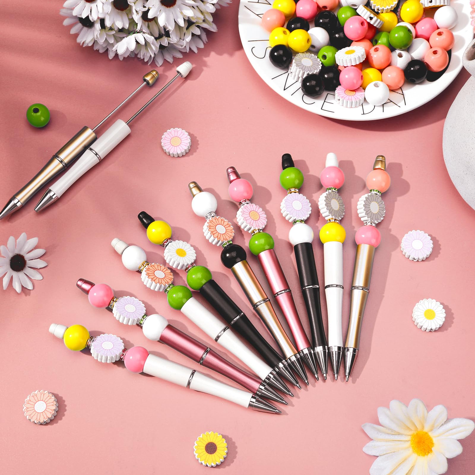 Colarr 197 Pcs Beadable Pens DIY Pen Making Kit, Daisy