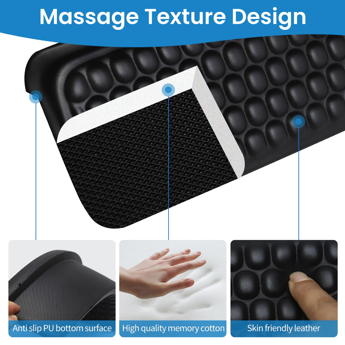 L-Shaped Desk Elbow Pad for Desk, 2-Piece Ergonomic Desk Edge Cushion, PU Leather Elbow Support