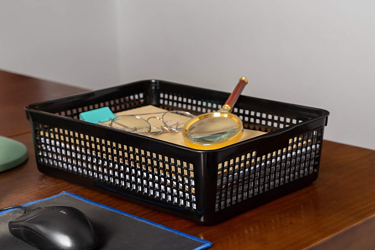 Aebeky A4 Size Plastic Paper Storage Trays,Desktop File Organizer Baskets,6-Packs (Black)