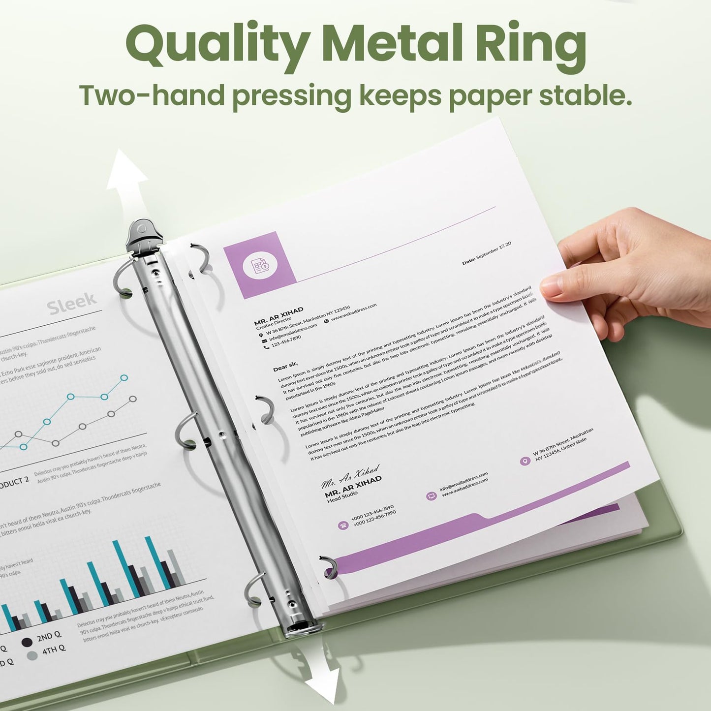 SUNEE 3 Ring Binder 3 Inch 1 Pack, Clear View Binder Three Ring PVC-Free (Fit 8.5x11 Inches) for