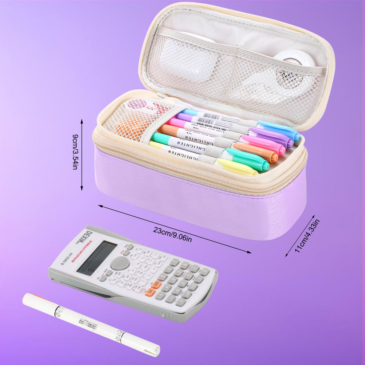 Large Pencil Case for Girls Teens Kids School Pencil Bag with Zipper Purple