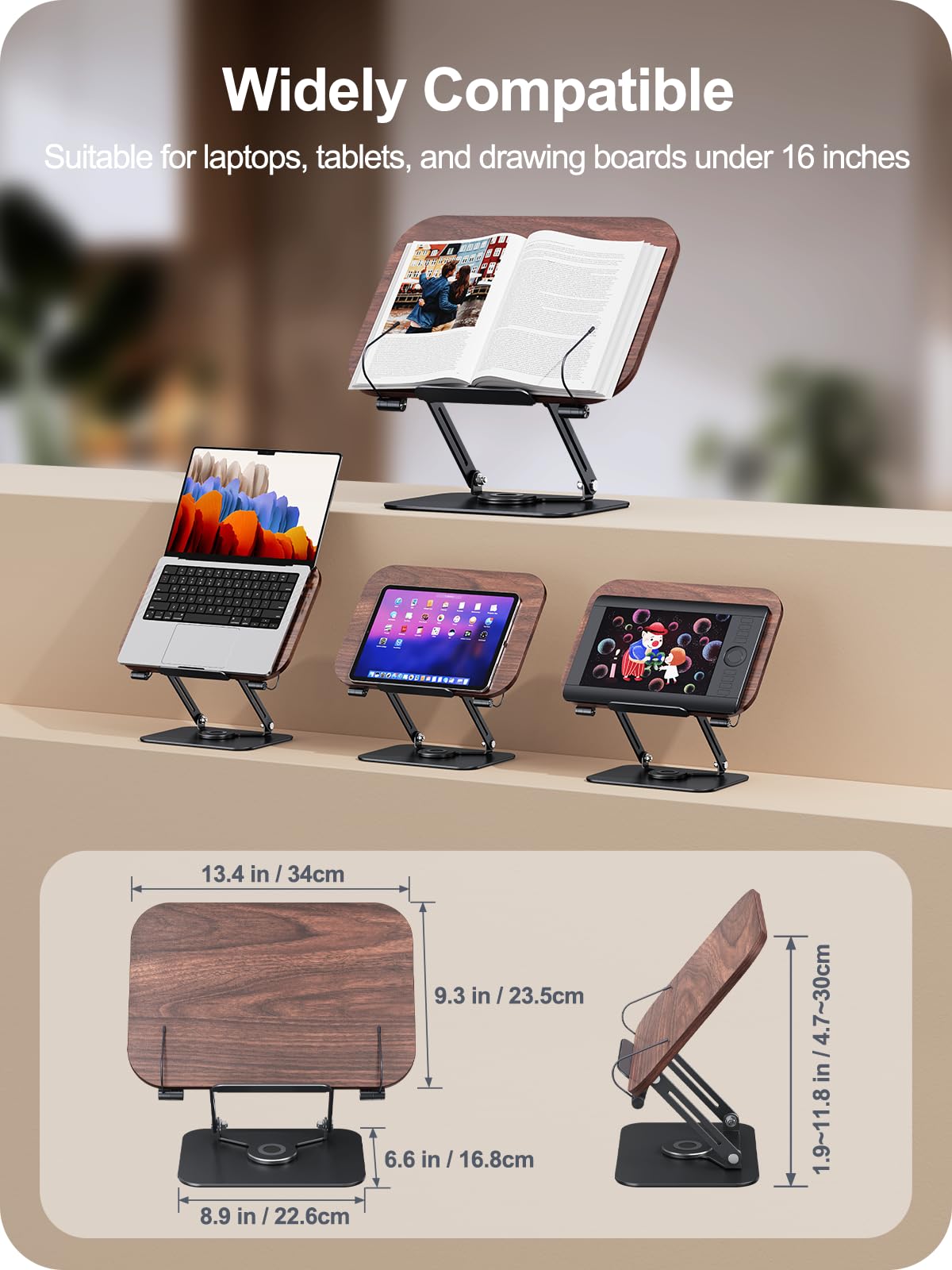 MOKURU Book Stand for Reading, 360° Adjustable Book Holder, Foldable Book Holder Stand, Cookbook