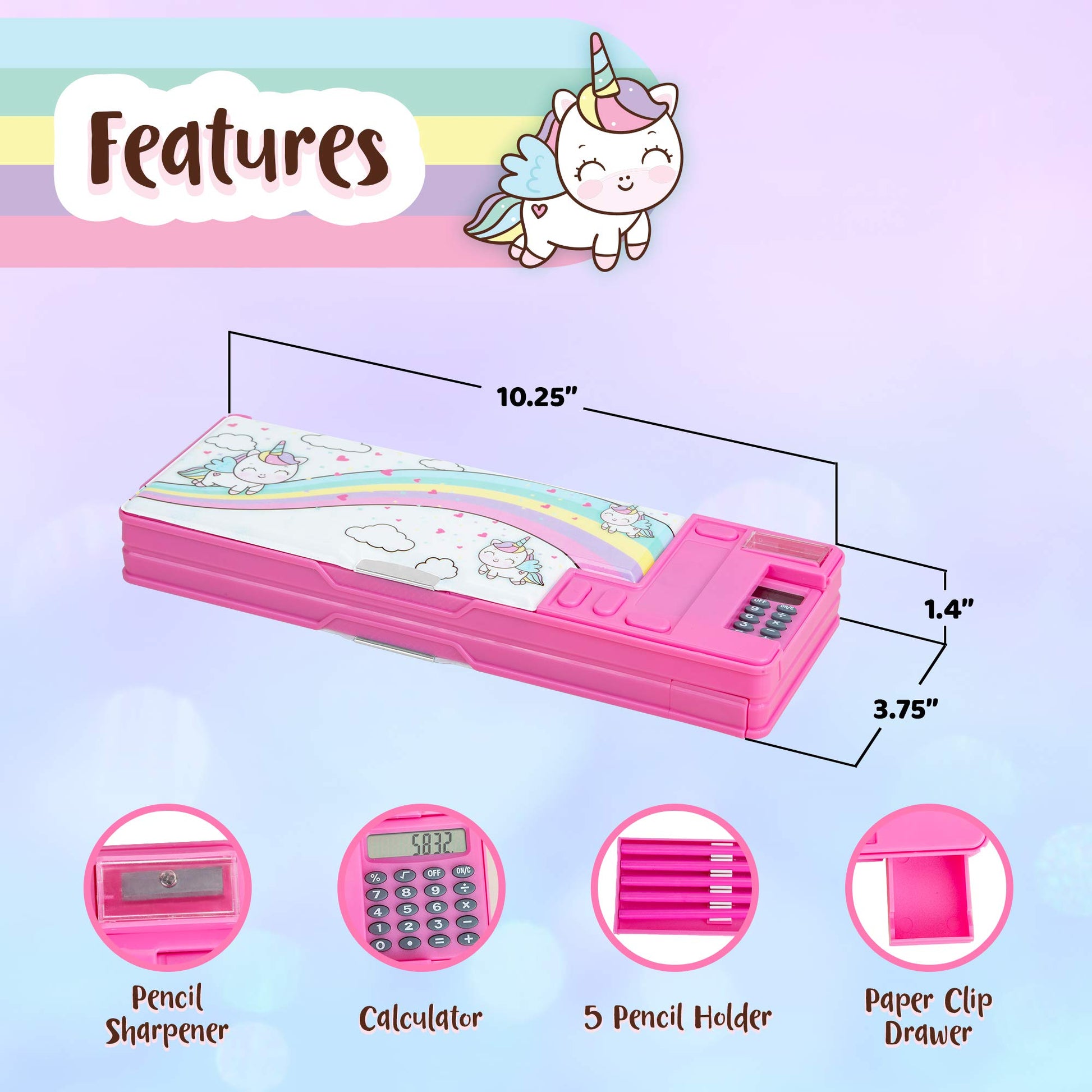 IPIDIPI TOYS Unicorn Pop Up Pencil Case for Girls – Multifunctional Stationery Box with Calculator