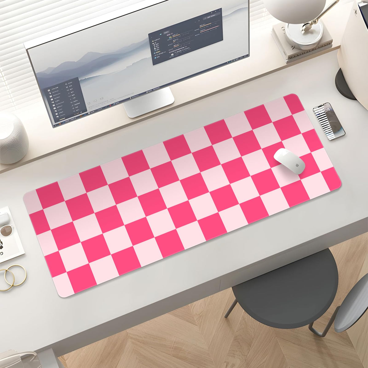 Stanoha Cute Desk Mat for Keyboard Desktop Extra Large Mouse Pad, Plaid