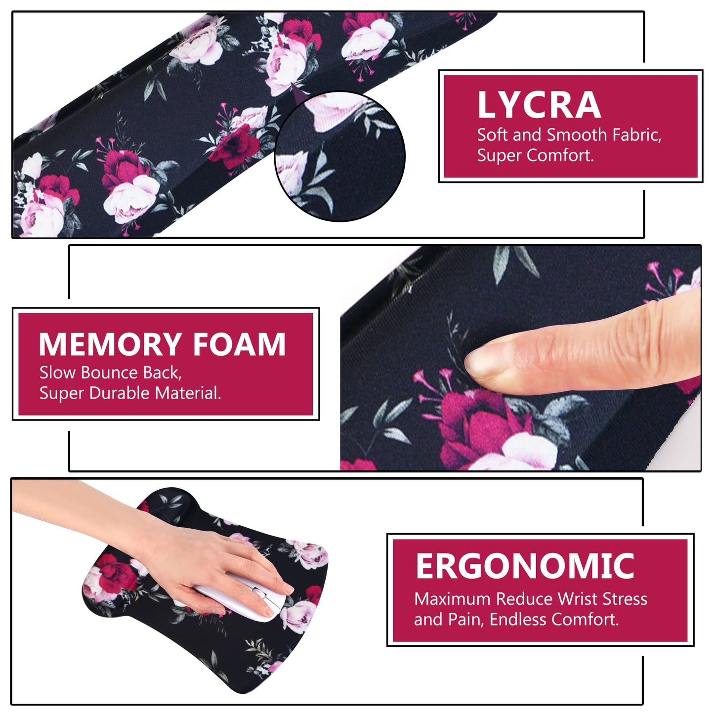 AIMSA Ergonomic Keyboard Wrist Rest and Mouse Pad with Wrist Support Set, Memory Foam Non-Slip