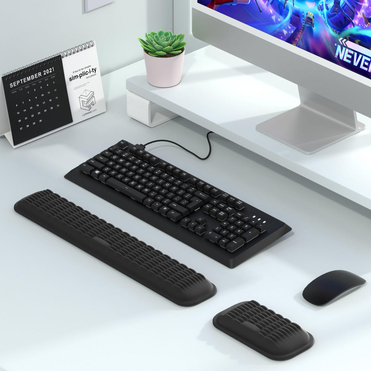 MEKASS Ergonomic Wrist Rest for Keyboard and Mouse, Soft Memory Foam Keyboard Wrist Rest Set with
