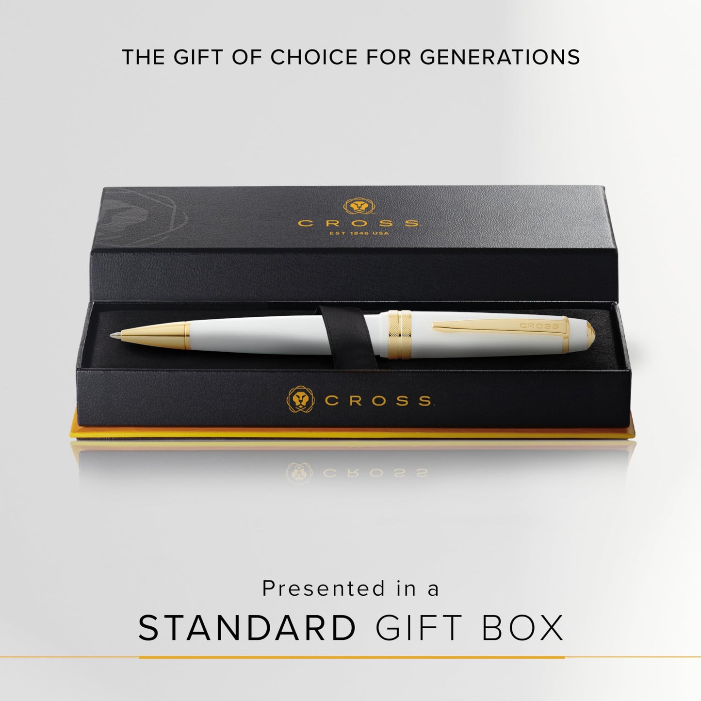 Cross Bailey Light White & Gold Tone Ballpoint Pen, Medium Point, Black Ink.