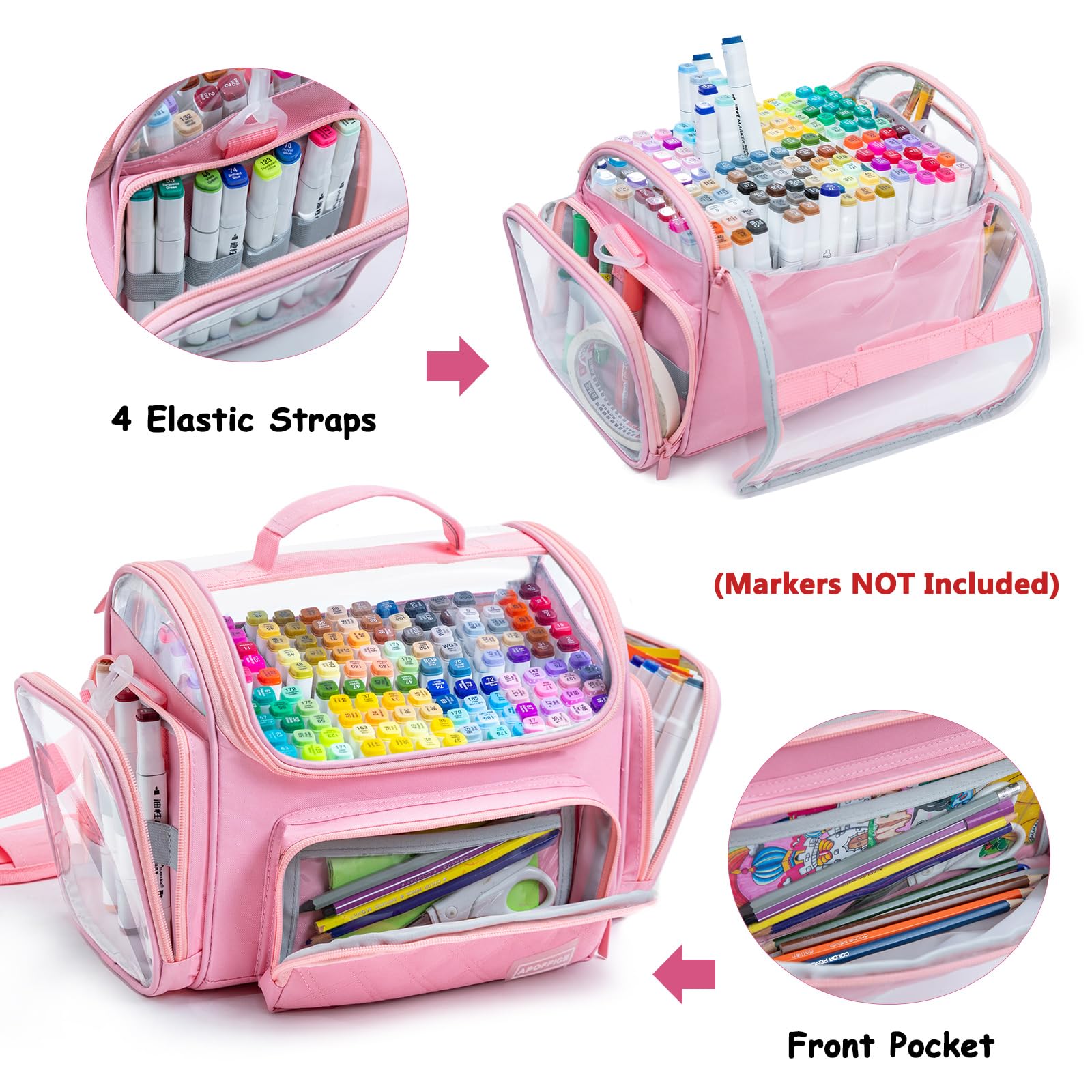APOFFICE Large Marker Case for 150-200 Markers, Marker Organizer Bag