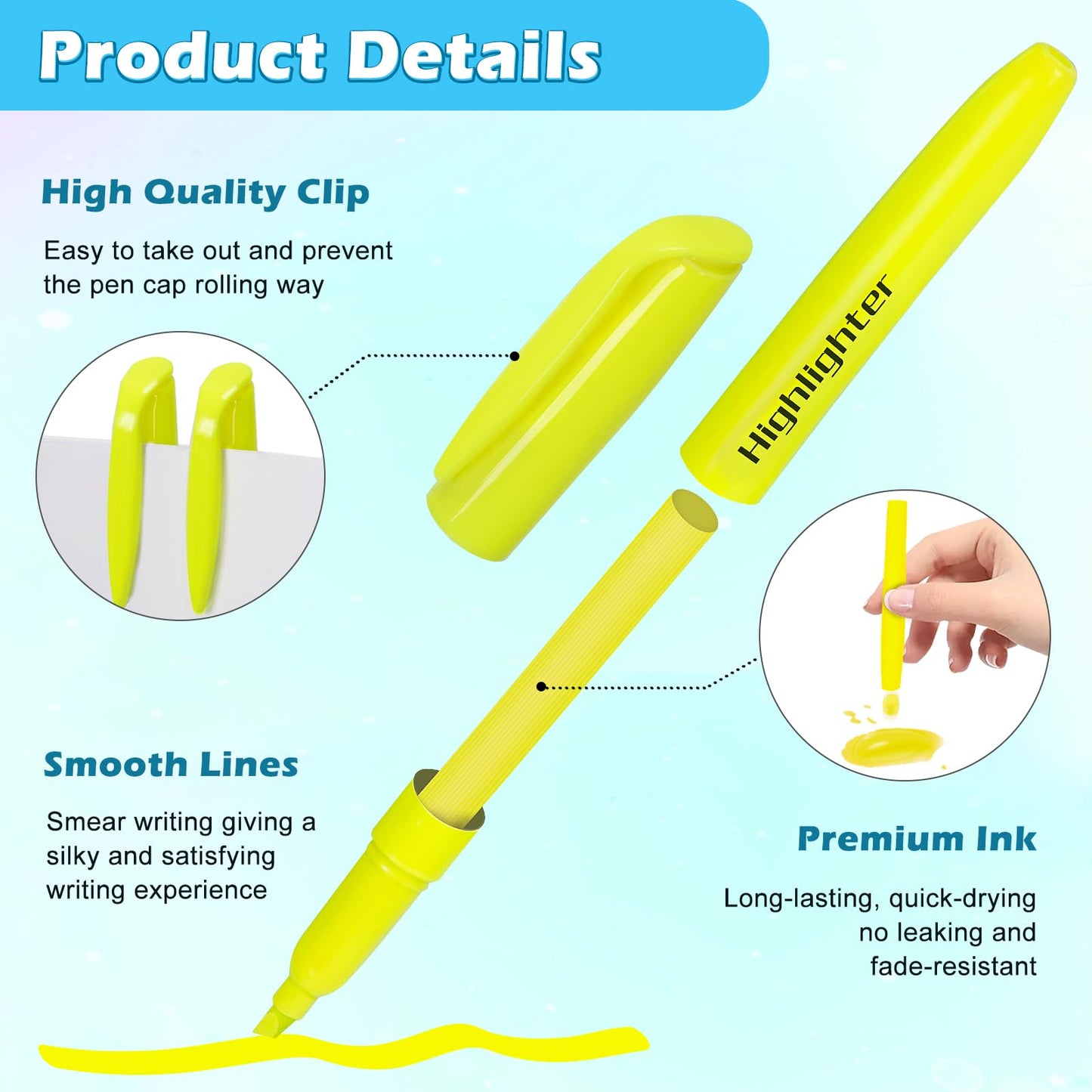 Duchong 108 Yellow Highlighters Bulk, Chisel Tip Highlighter Markers, Dry Quickly Highlighter