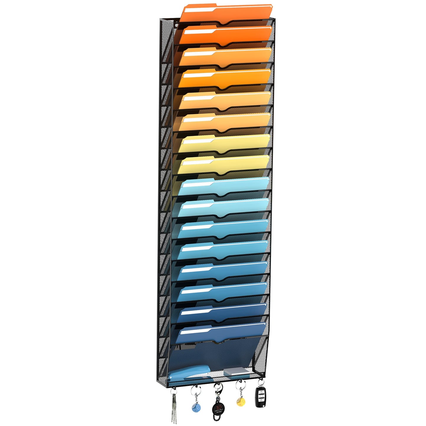 17-Tier Hanging Wall File Organizer with Hooks for Office Organization
