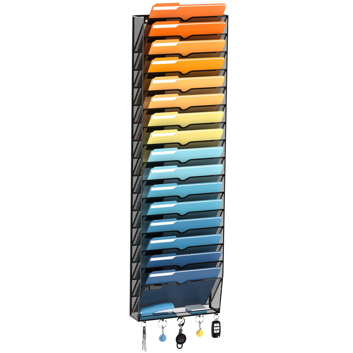 17-Tier Hanging Wall File Organizer with Hooks for Office Organization