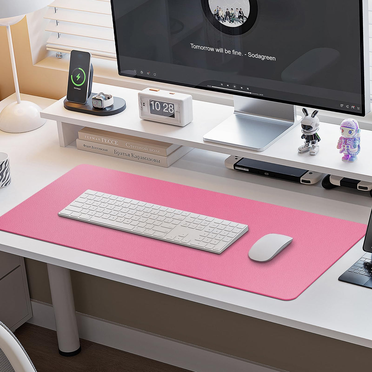 Boutilon Leather Desk Pad Protector,Non-Slip Mouse Pad,Laptop Desk Pad,Office Mouse Mat,Waterproof