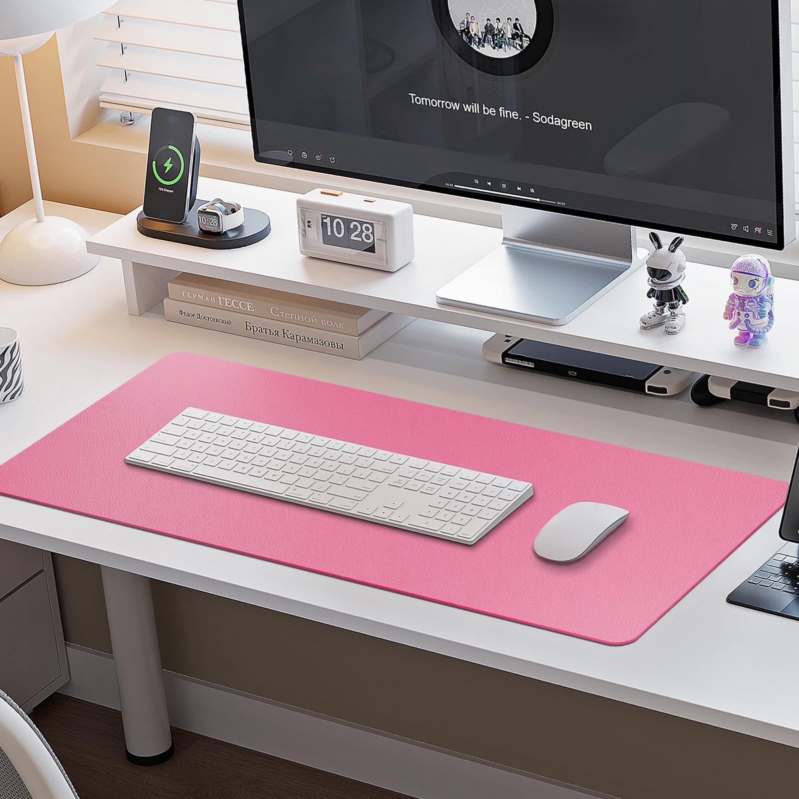 Boutilon Leather Desk Pad Protector,Non-Slip Mouse Pad,Laptop Desk Pad,Office Mouse Mat,Waterproof