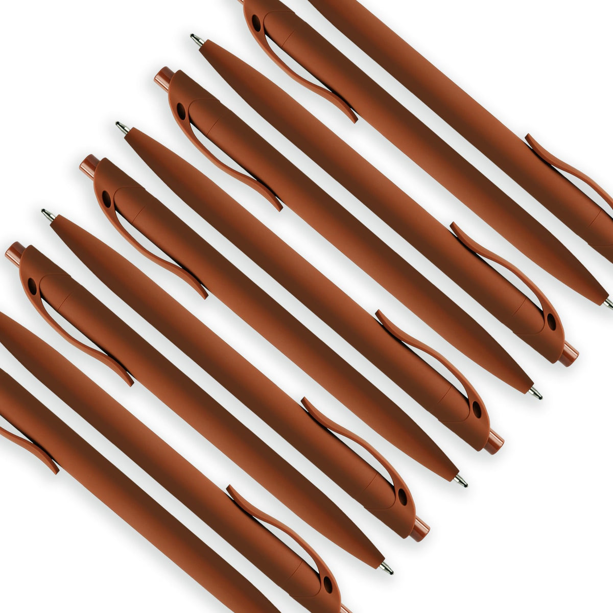 deegtran 200 Pack No Bleed Brown Barrel Click Pens, Wholesale Retractable Ballpoint Pens, Medium