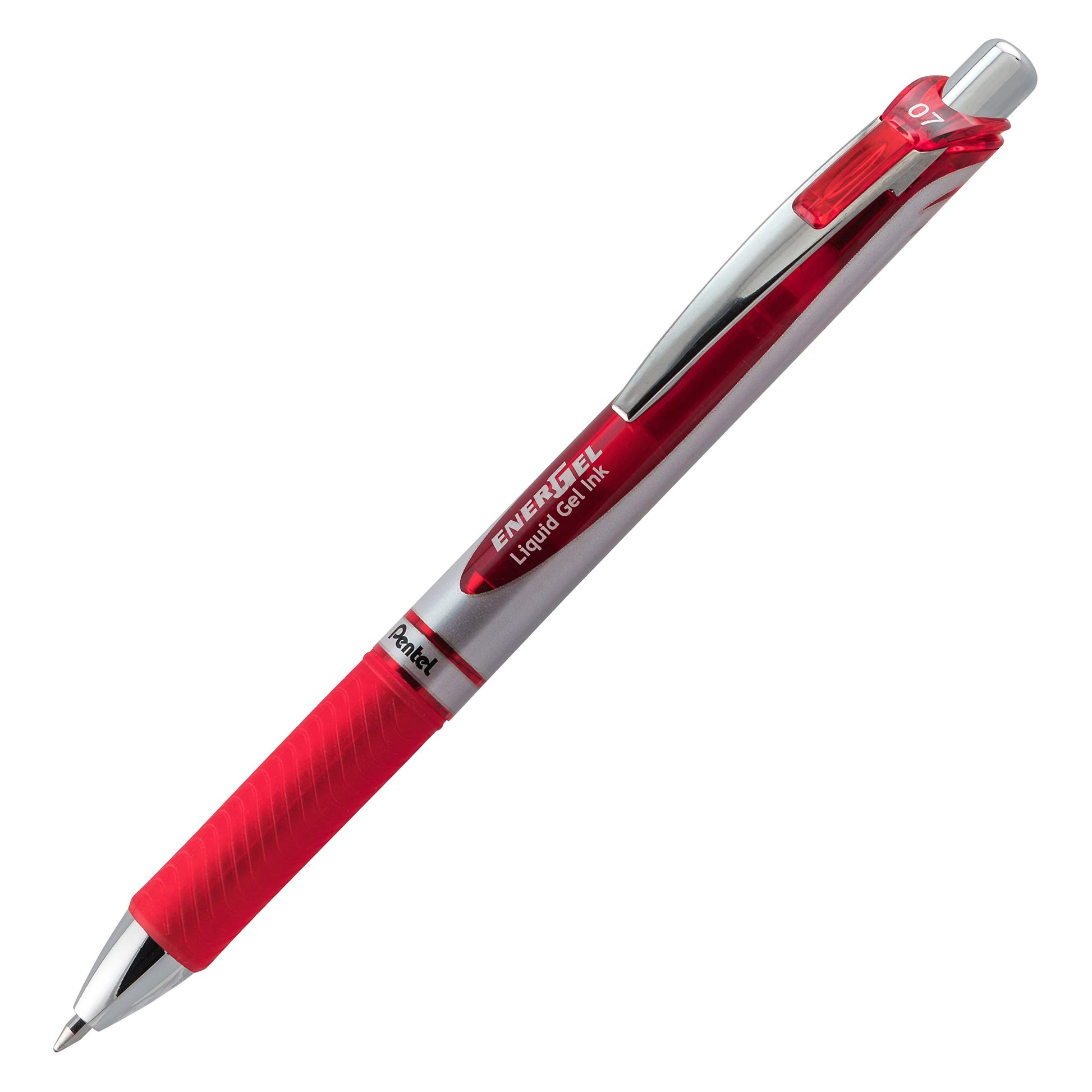 Pentel EnerGel RTX Liquid Gel Pen (0.7mm), Metal Tip, Red Ink, Box of 12 (BL77-B)