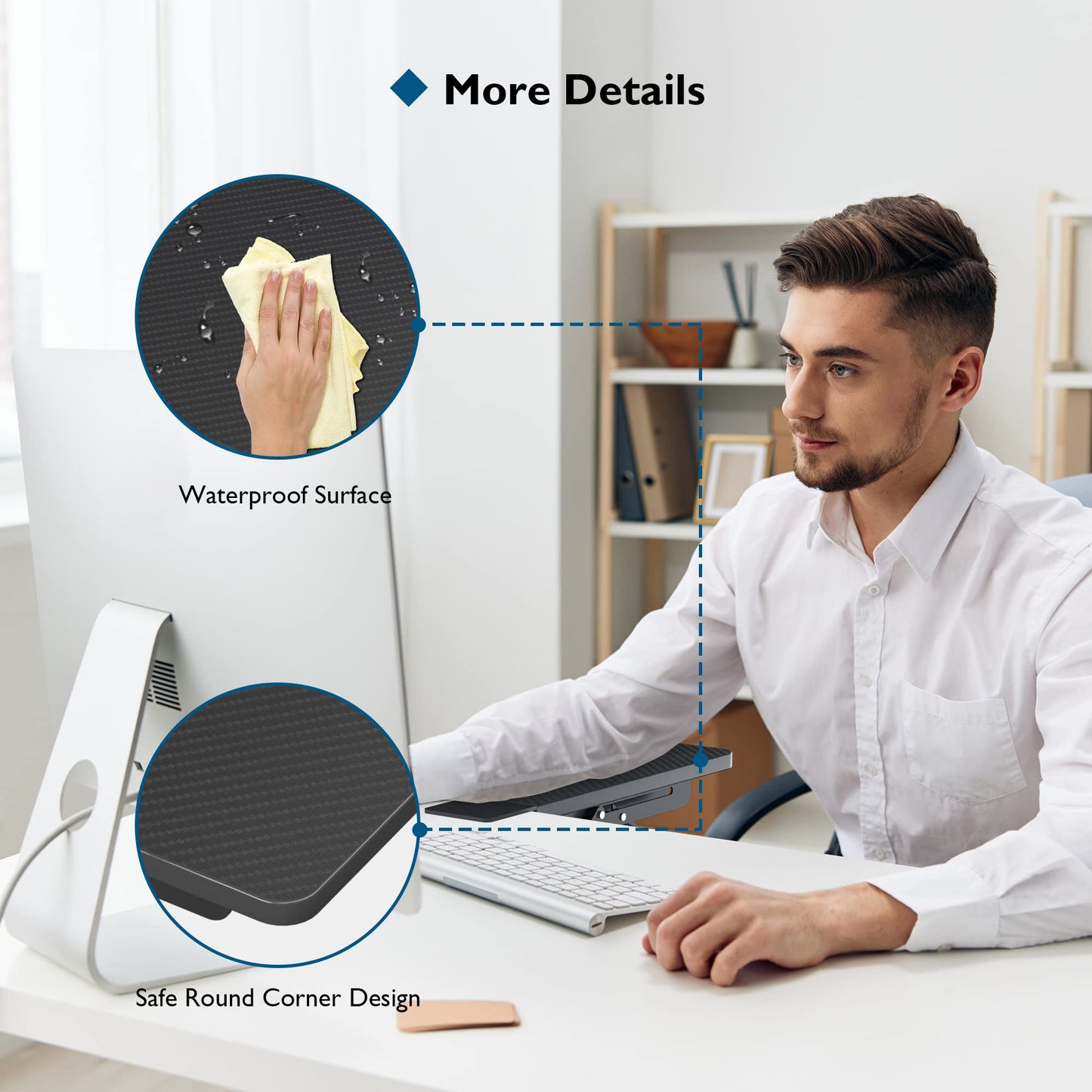 BONTEC Desk Extender Tray, 11.8 x 5.9 Inch, Black Carbon Fiber