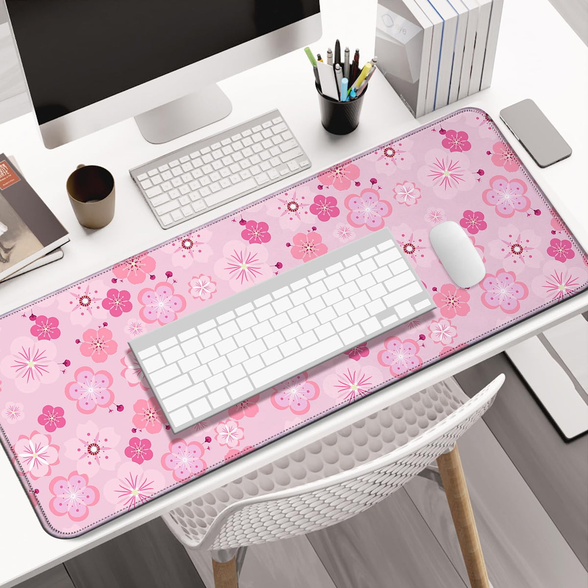 AYKDTFN Cherry Blossoms XL Mouse Pad & Desk Mat for Gaming, Office & Home