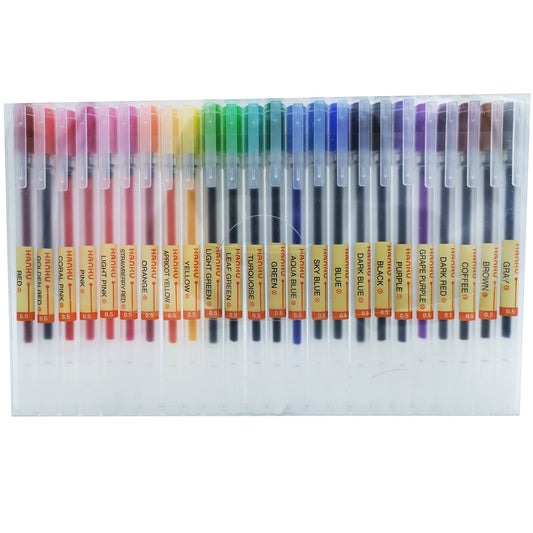 BEIWO Premium Gel Ink Ball Point Pen, [0.5mm] Fine Point 24 Color Pens, Smooth Writing Gel Pen for