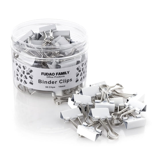 Small White Mini Binder Clips, 3/4 Inch (19mm), 50 Pack