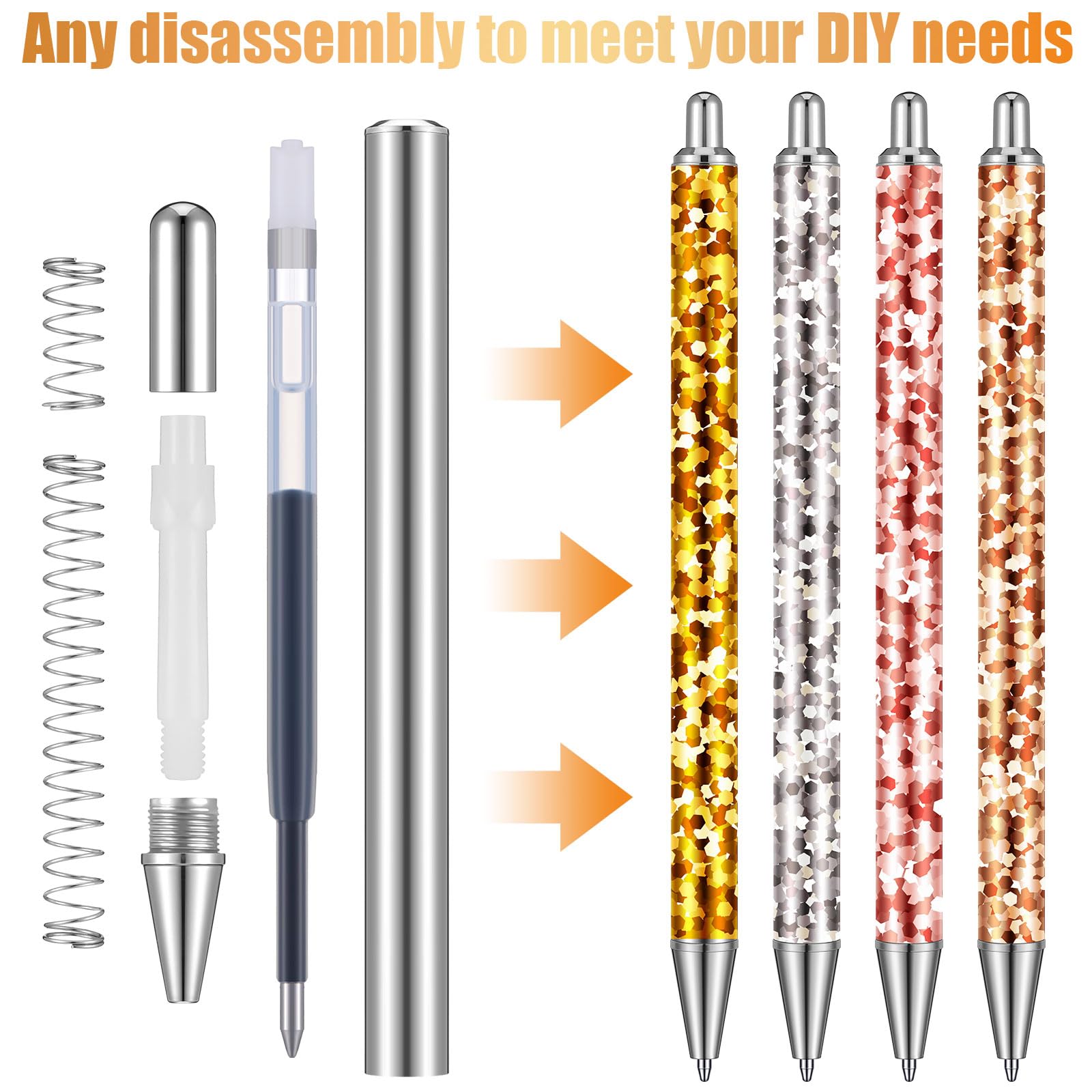 Qilery 50 Pcs Sublimation Pen Blank Epoxy Stainless Steel Blank Pen for DIY