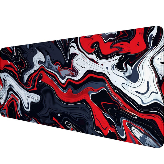 Red Marble Fluid Gaming Mouse Pad Desk Pad Abstract Black White Mousepad XL Large Gaming Mouse Pad