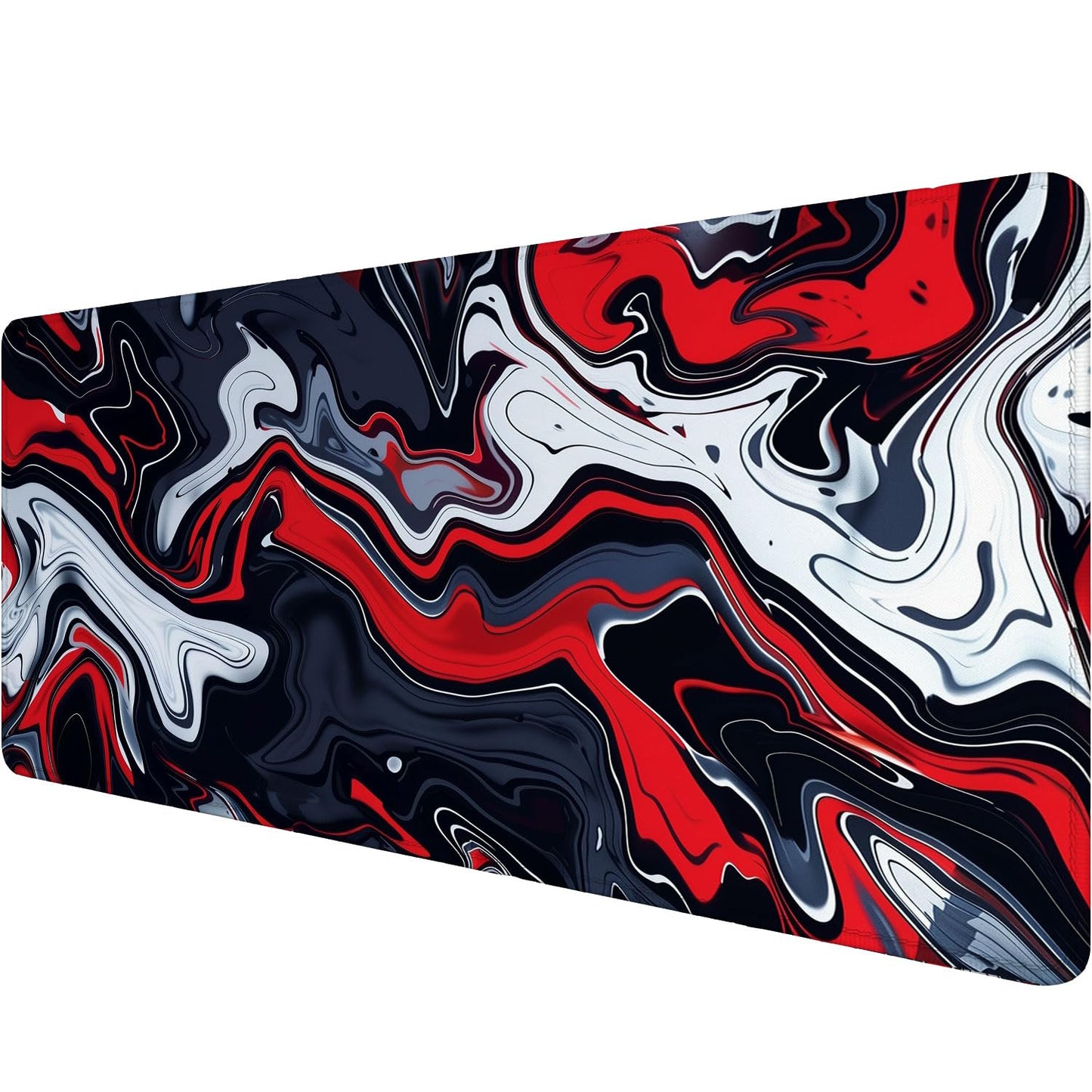Red Marble Fluid Gaming Mouse Pad Desk Pad Abstract Black White Mousepad XL Large Gaming Mouse Pad