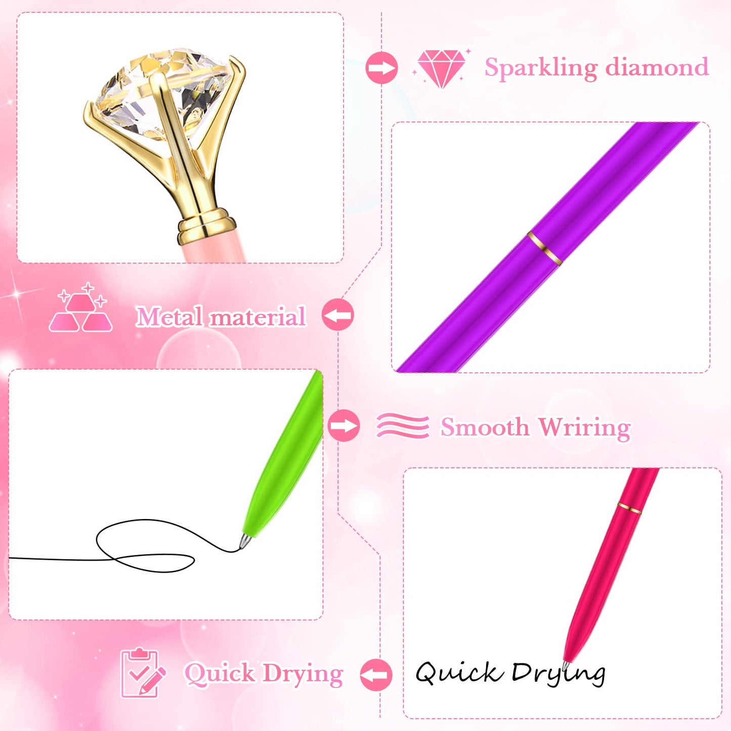 Yahenda 50 Pcs Christmas Gifts Diamond Pens Bridal Shower Ballpoint Pen Bulk Black Ink Bling