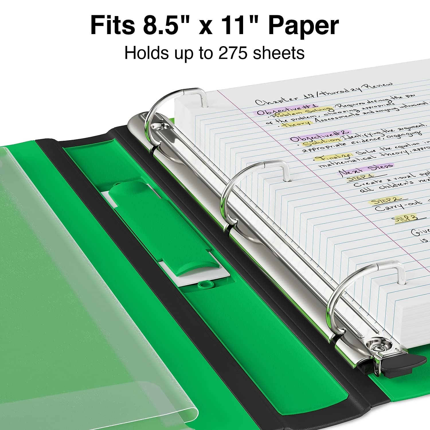 Staples Better Binder, 1 Inch D-Ring, Green, 275 Sheets, 3-Pack