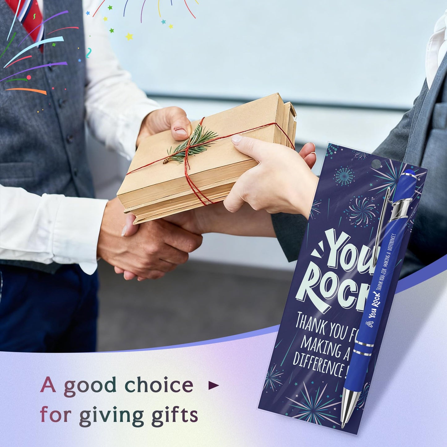 30 Sets Employee Appreciation Gifts Bulk Ballpoint Pens Black Ink Stylus Caps Bookmarks Thank You
