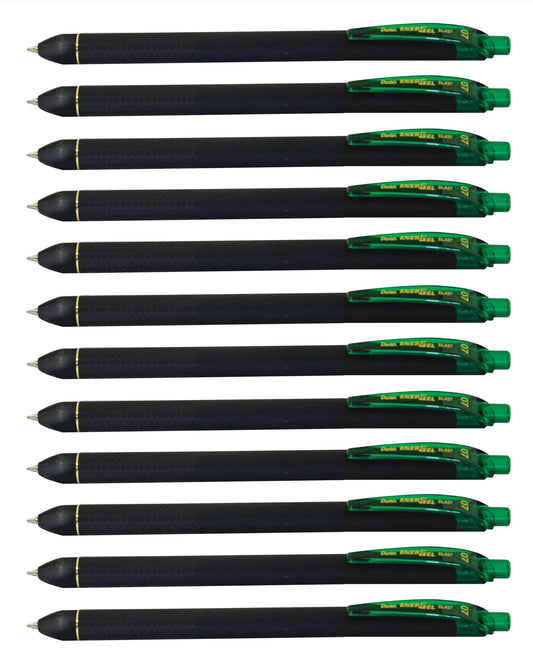 Pentel EnerGel Kuro Liquid Gel Pen, (0.7mm) Medium line, Green Ink, 12 Pack (BL437R1-D)
