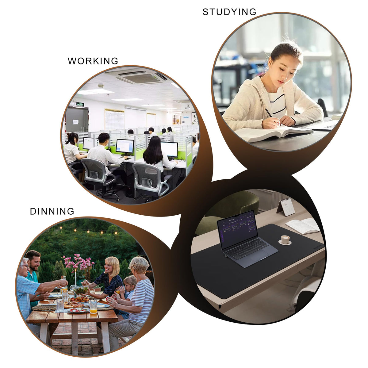 MAIDERN Cork & Leather Desk Mat, 35.4” x 19.6” Reversible Desk Pad(Black)