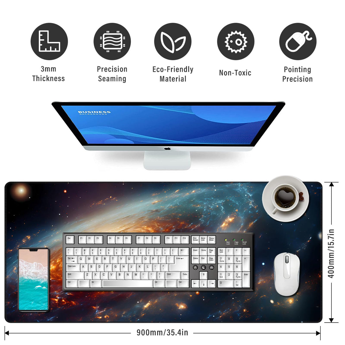 Anpollo Extended Speed Gaming Mouse Pad Large Size 35.4 X 15.7 X 0.12inches Desk Mat Mousepad with
