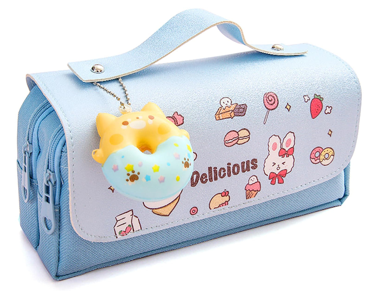 Pencil Case for Girls, Kids Large Capacity Cute Pencil Box with Compartments School Organizer Pen