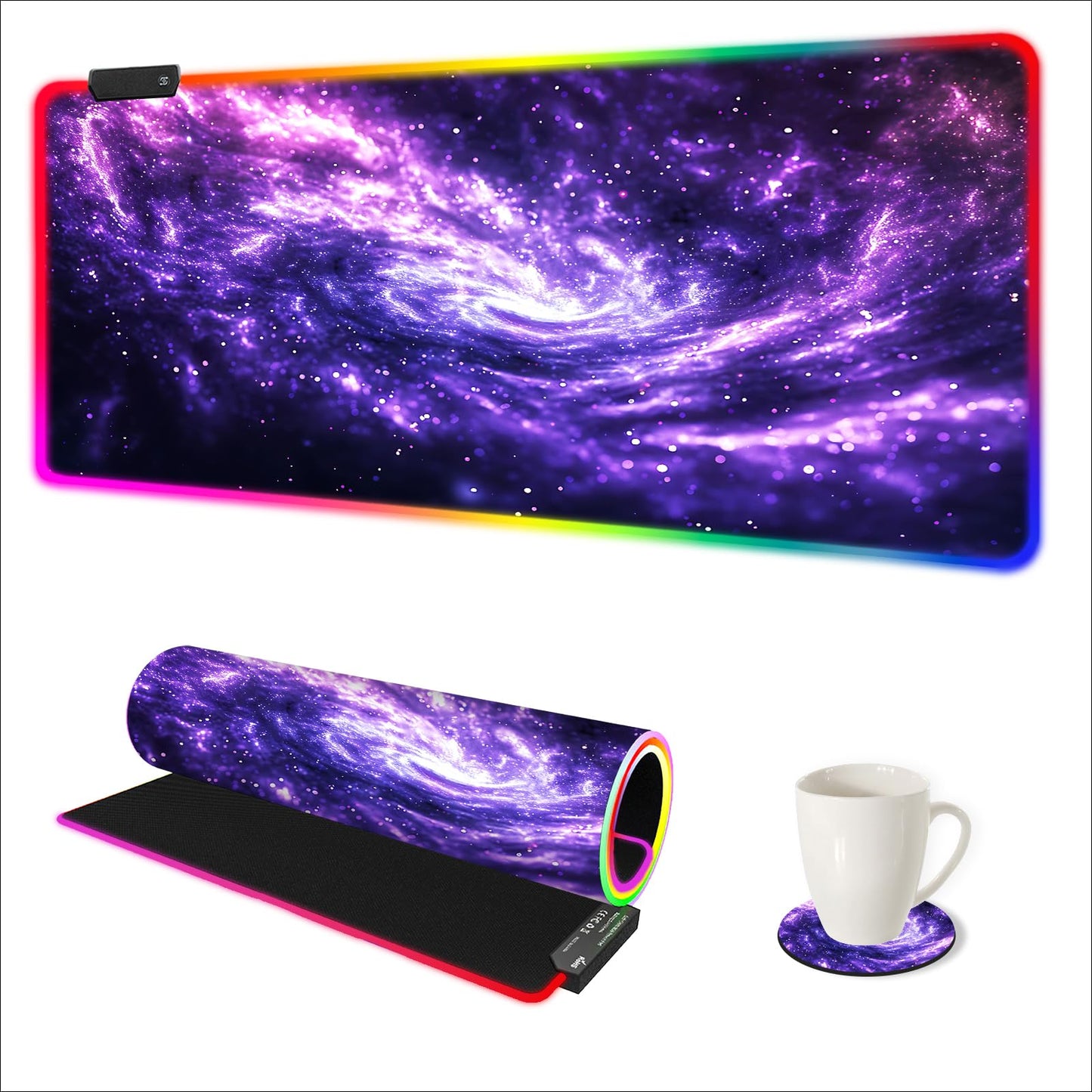 AIMSA RGB Mouse Pad LED Gaming Mouse Pad with 14 Lights Modes, Non-Slip Rubber Base Computer Carpet