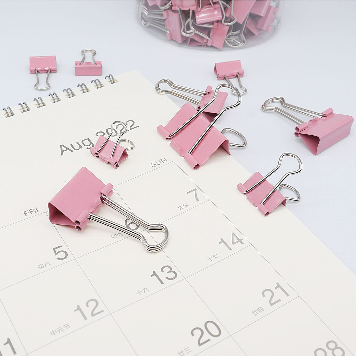 Binder Clip Paper Clamps, Assorted Sizes (Mini, Small, Medium, Large), 100 Pcs Clips for Office