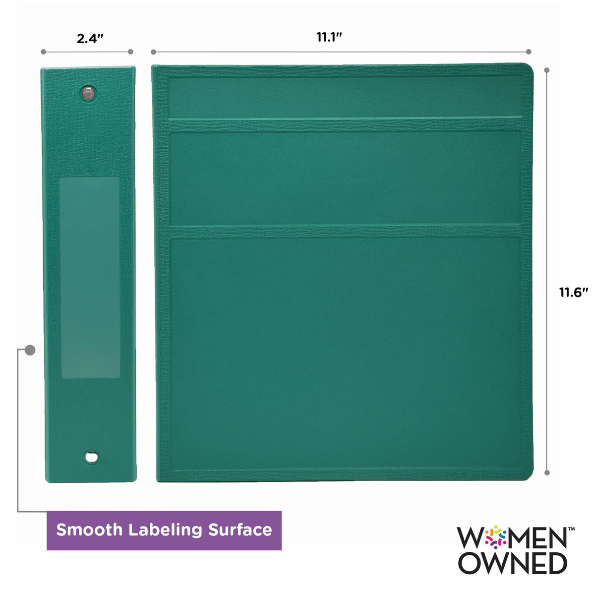 Carstens 2-Inch Heavy Duty 3-Ring Binder - Side Opening, Teal, Durable Plastic, Precision No-Gap