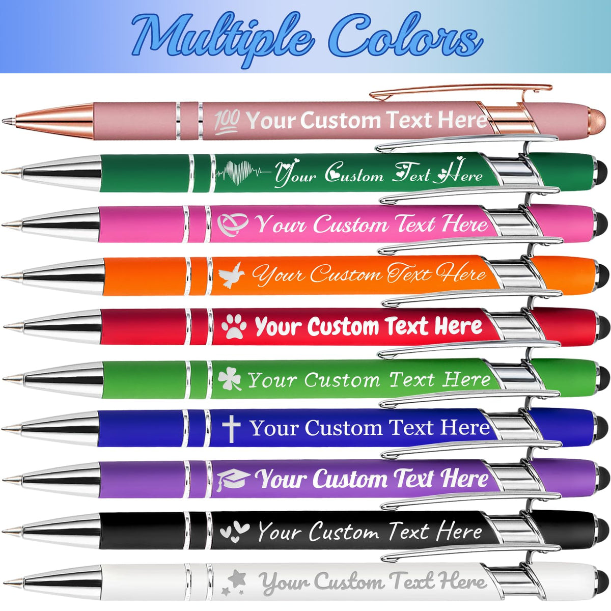 Personalized Custom Pens, Engraved Logo Text, 0.5 mm Ballpoint Pens, Gift for Men Women Office