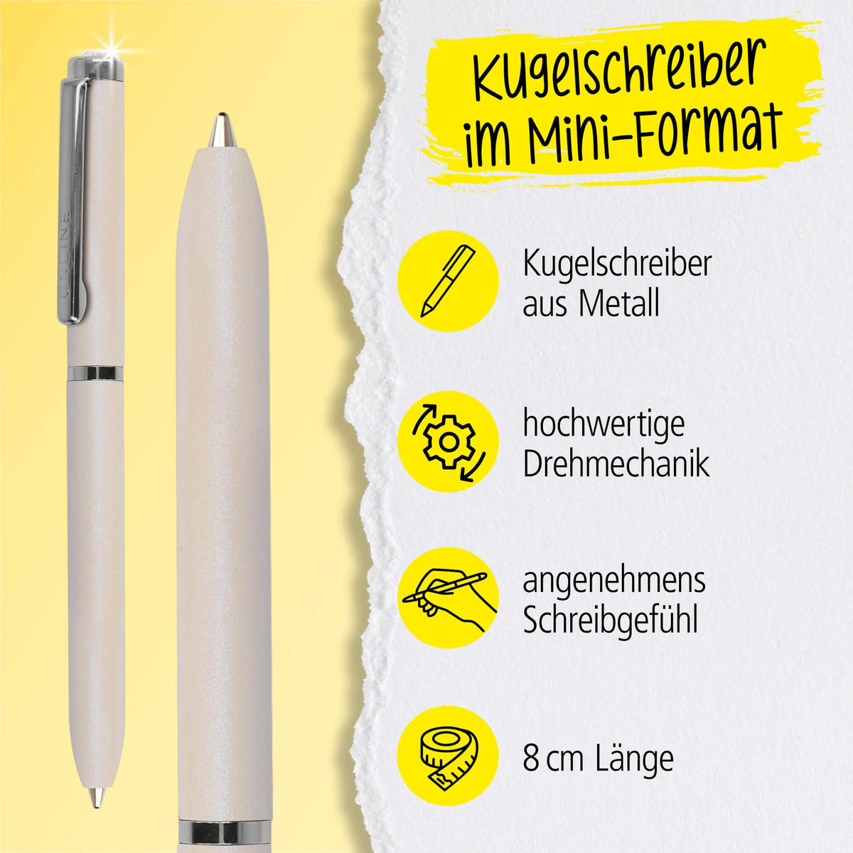 ONLINE Mini Pearl Ballpoint Pen - Wallet with Twist Mechanism & Metal Clip I 8 cm Miniature