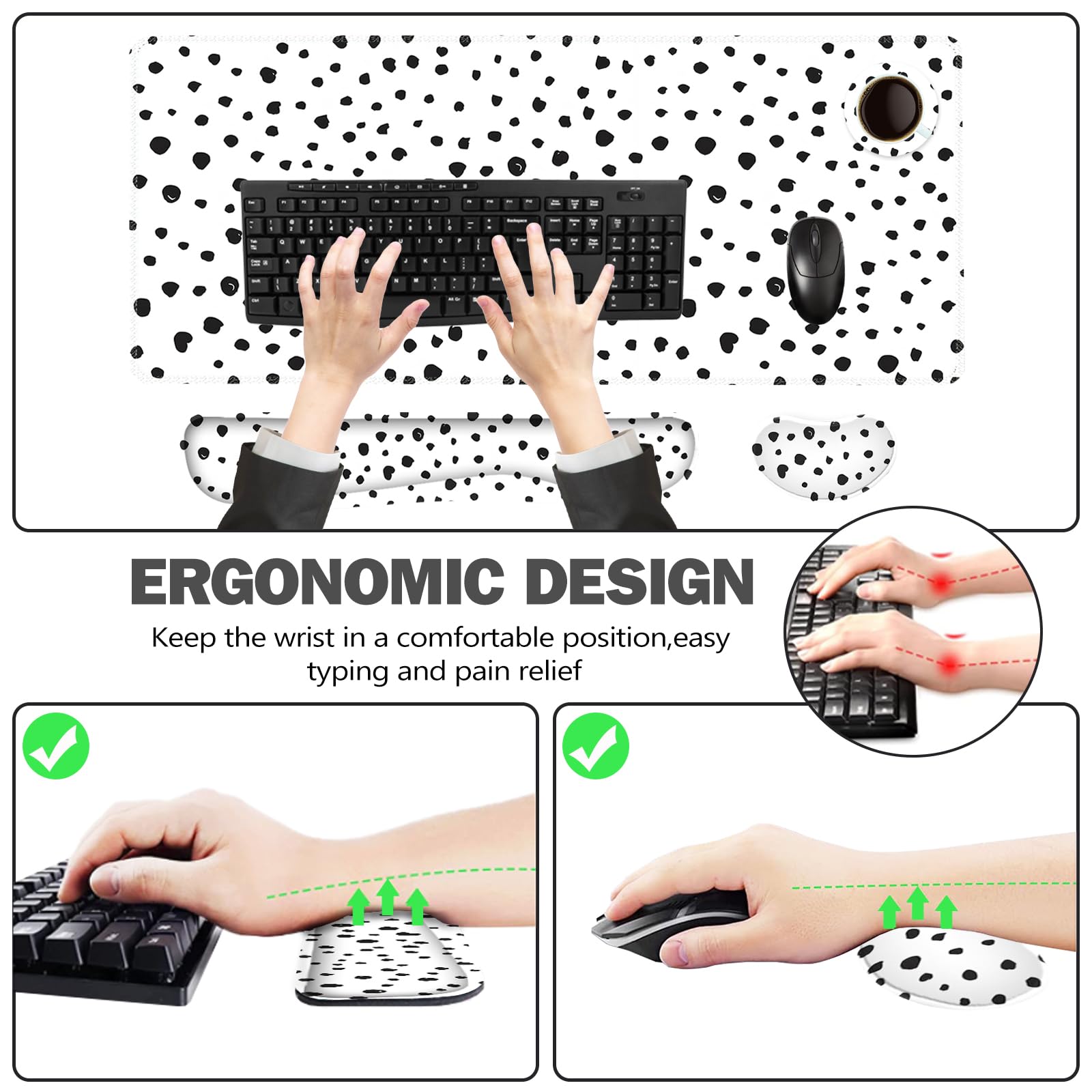 ToLuLu Ergonomic Gaming Mouse Pad, Memory Foam Keyboard Mouse Wrist Rest