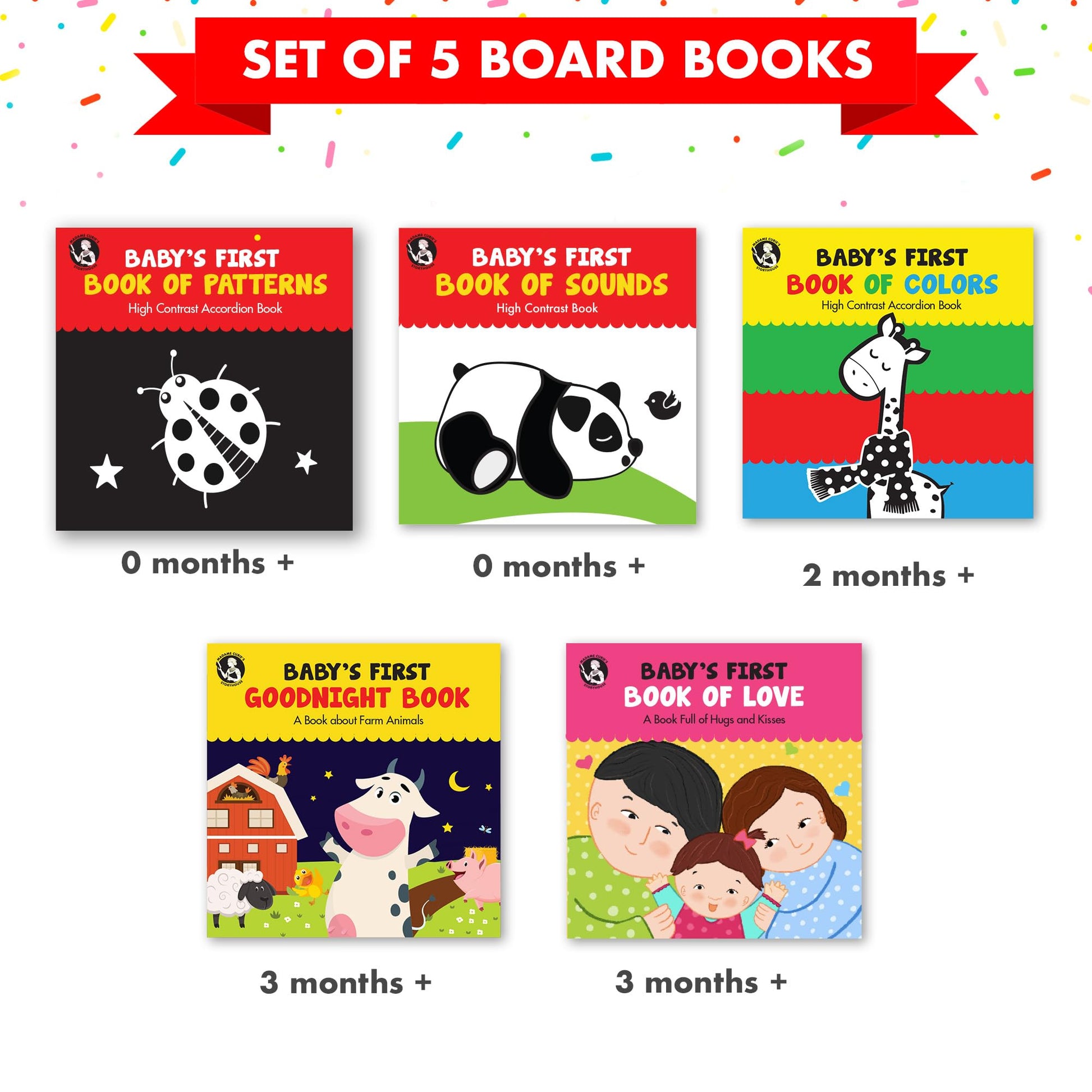 Madame Curie’s Baby's First Library Set of 5 | Baby Toys, for 0-3-6 Months, 0 to 1 Year Old
