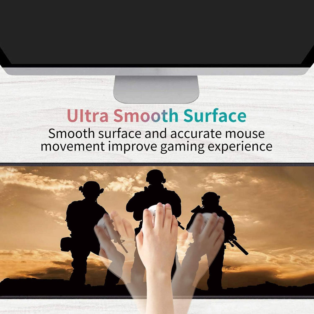 Desk Pad Mat Gaming Mouse Pads with Coasters Set, Stitched Edges Design Mouse Pad XXL Large Mouse