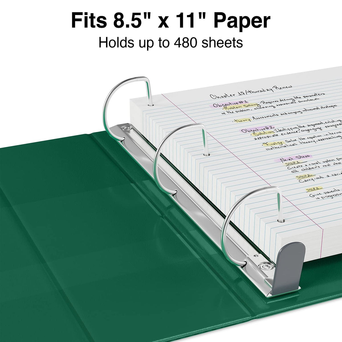 Staples Heavy-Duty 2-Inch 3-Ring View Binder, Dark Green, D-Rings