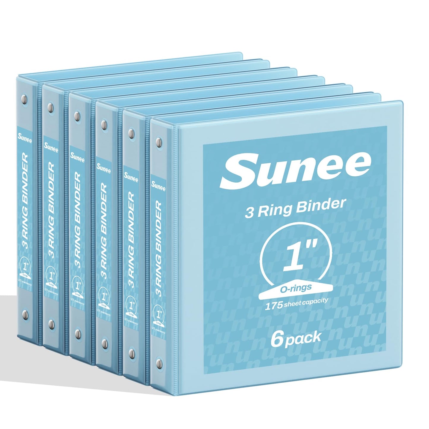 SUNEE 1 Inch Binders 3 Ring 6 Pack, Clear View Three Ring Binder PVC-Free (Fit 8.5x11 Inches) for