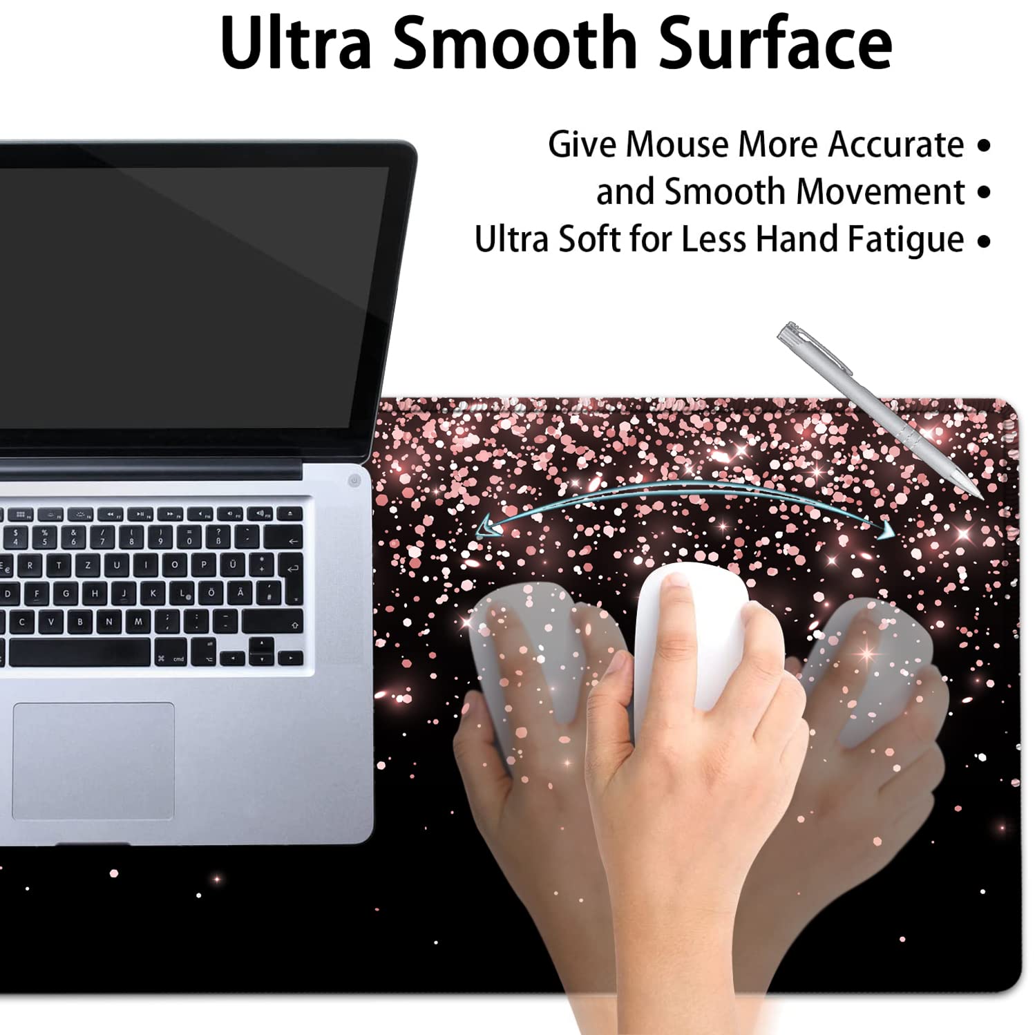 Large Mouse Pad, Extended Office Desk Pad 31.5x11.8in, Ergonomic Memory Foam Mouse Wrist Rest