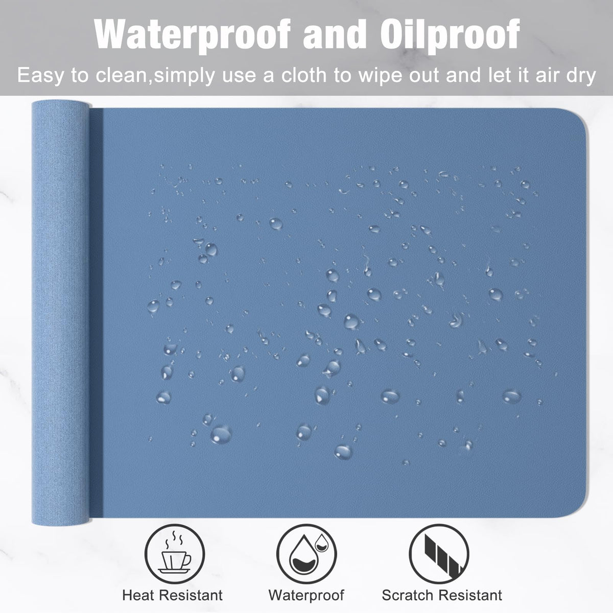 Hsurbtra Desk Pad, 48" x 17" PU Leather Desk Mat, XXXL Extended Mouse Pad, Waterproof Desktop