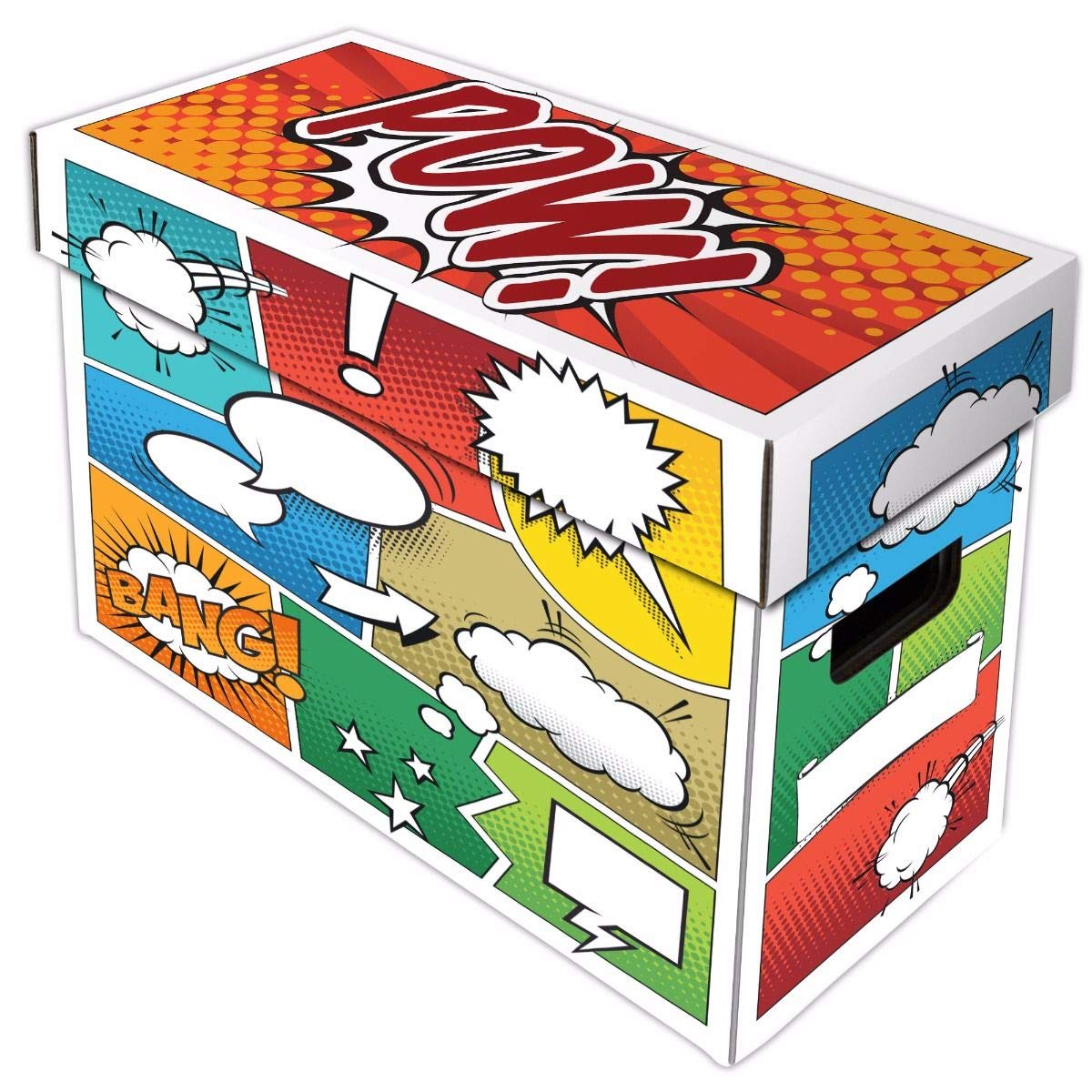 BCW Pow! Comic Book Storage Short Box - 1 Pack | Color Comic-Inspired Artwork | Holds 150–175