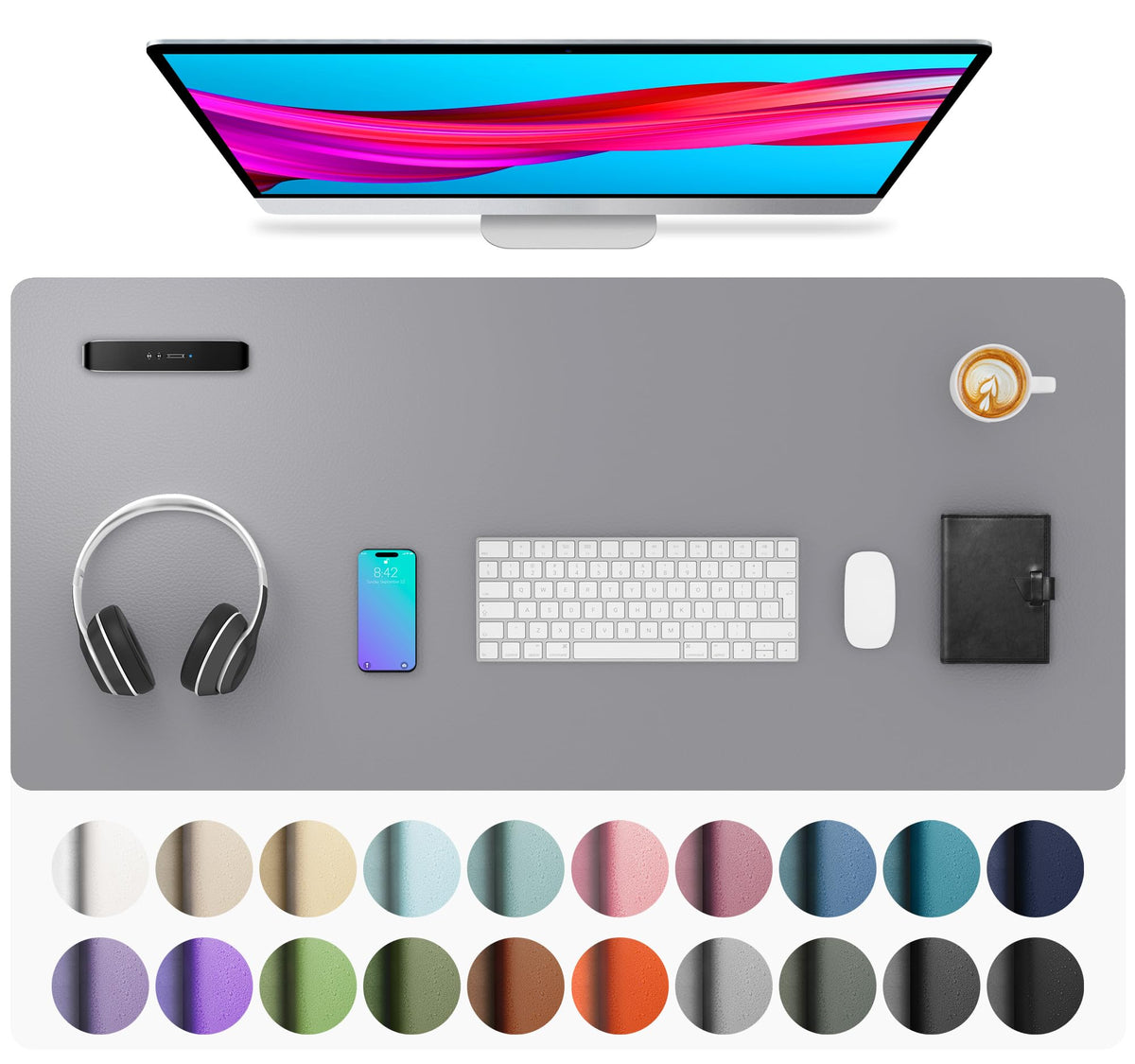 Aothia Leather Desk Pad Protector, Mouse Pad, Office Desk Mat, Non-Slip PU Leather Desk Blotter